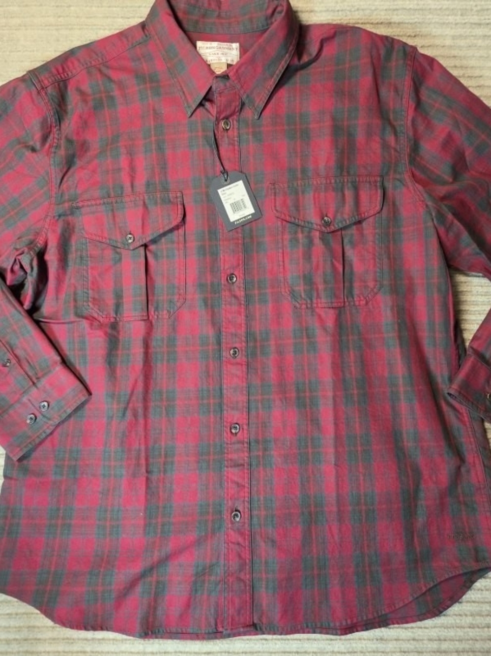 Filson Lightweight Alaskan Guide Shirt | Size XXL | Red/Green | NWT $135